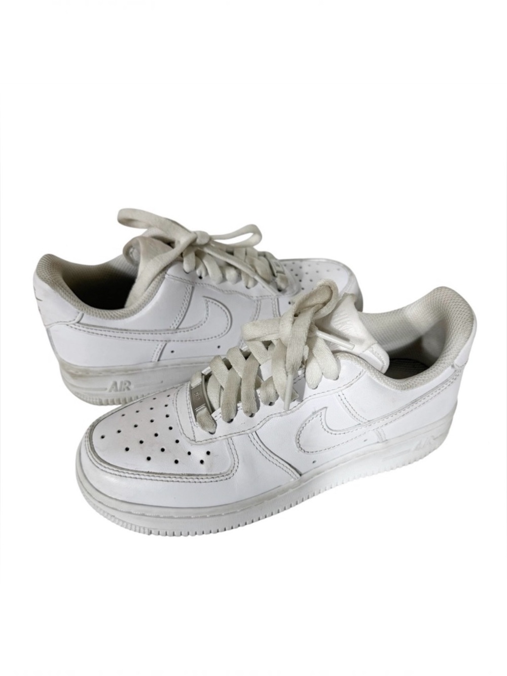 Nike Air Force 1 Low Triple White Leather Sneakers DD8959-100 Womens Size 5